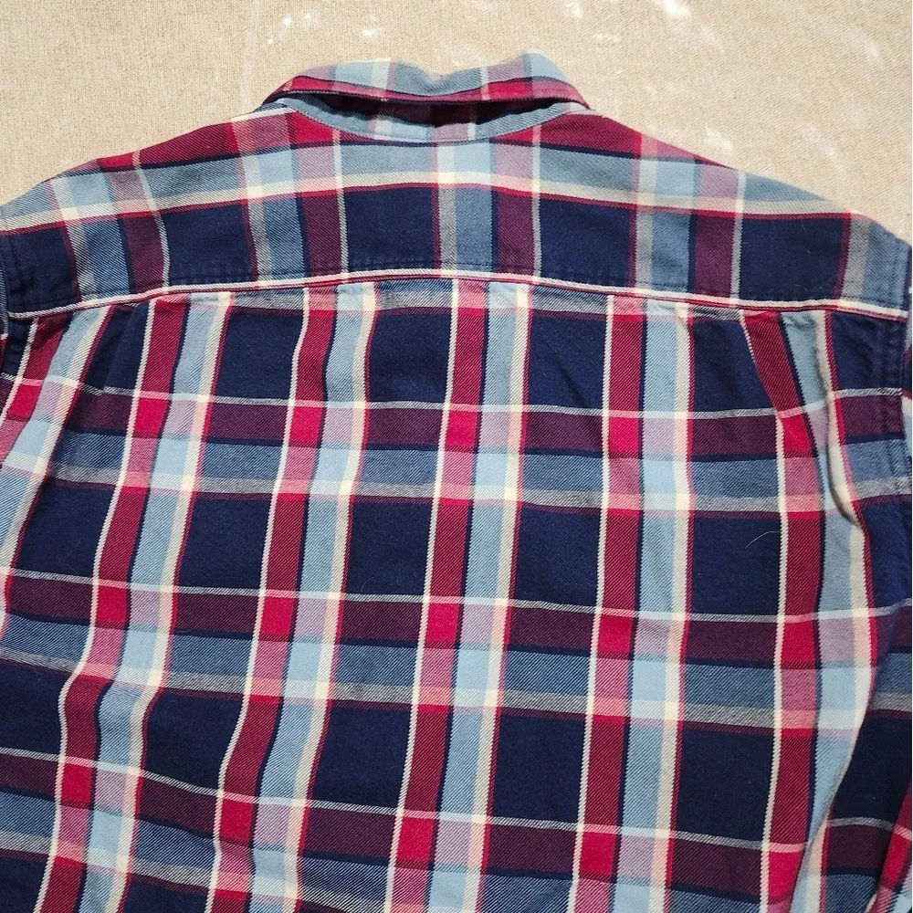 J Crew Heavyweight Flannel Button Down Long Sleeve Shirt Red Plaid Thick Men L
